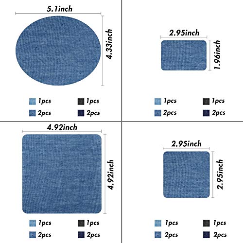 VGOODALL Patches Zum Aufbügeln, 32 Stück 4 Farben Patches Flicken zum Aufbügeln Denim Aufbügelflicken für Jeans, DIY Taschen mit Nähzeug