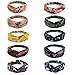 10 Pack Women's Headbands Boho Flower Printing Twisted Criss Cross Elastic Hair Band Accessories D