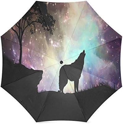 Cool Wolf Folding Rain Umbrella Parasol Windproof Travel Sun Umbrella Compact
