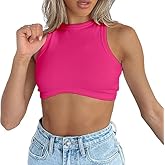 Crop Tank Tops for Women Trendy Sexy Teen Girls Going Out Tops Cute Summer Cropped Sleeveless Knit Ribbed White/Black