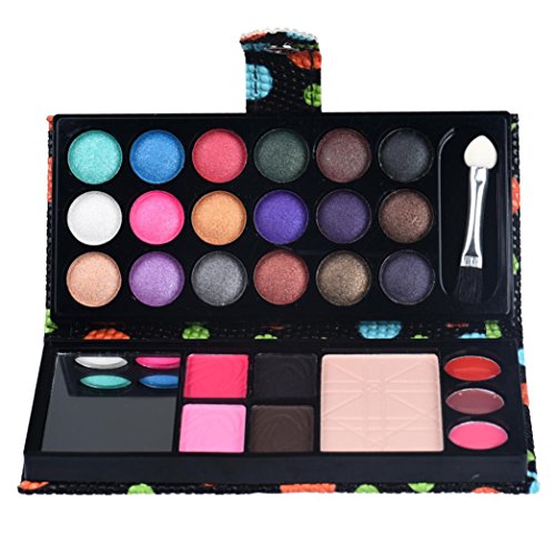 Single baked Palette Matte and Shimmer professional eyeshadow+ makeup brush Cosmetics set, 26 Colors Eye Shadow Makeup Palette Cosmetic Eyeshadow Blush Lip Gloss Powder Cosmetic Bag (Black)