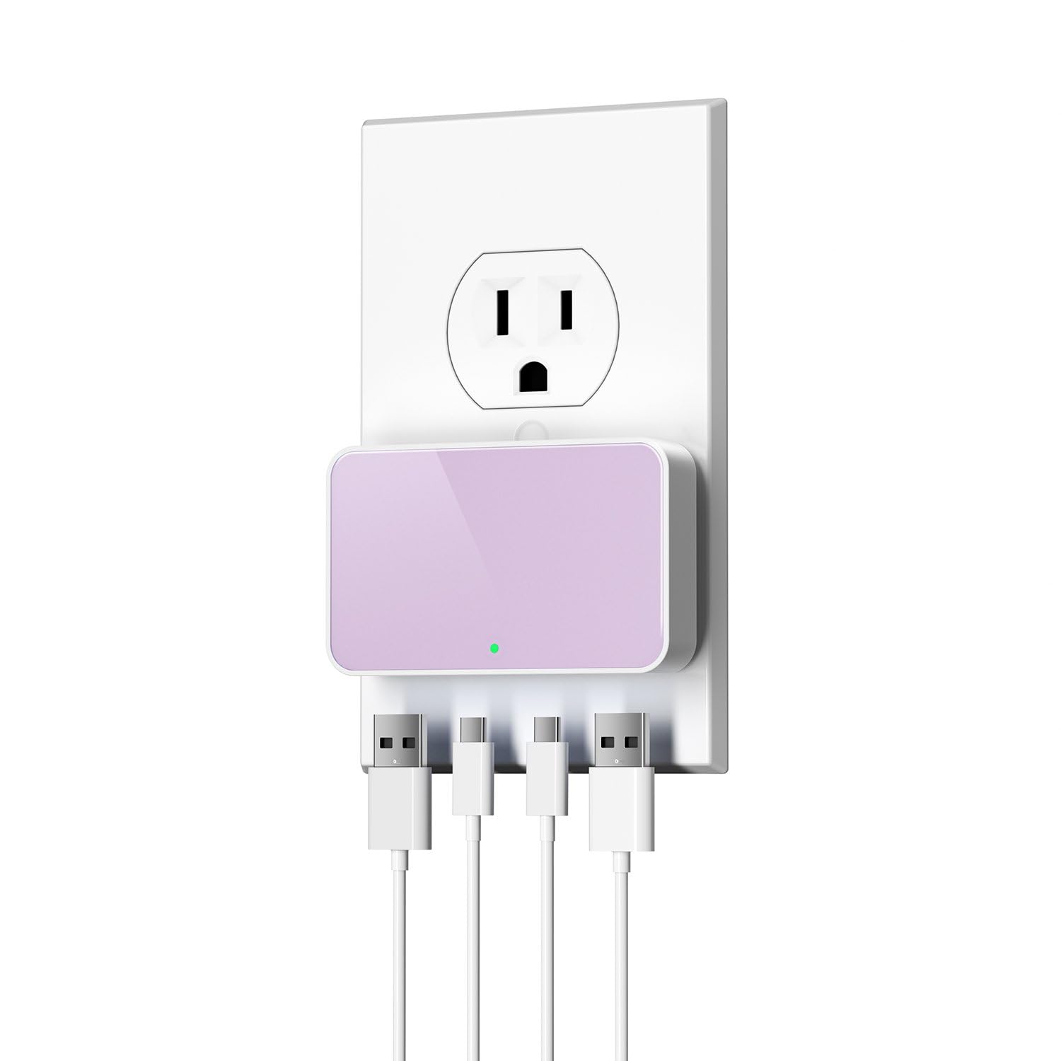 VPSUN USB C Wall Charger, Super Thin Flat USB Wall Plug with 4 Ports, Fast Charging USB Plug Adapter with PD20W for Home and Travel (Purple)