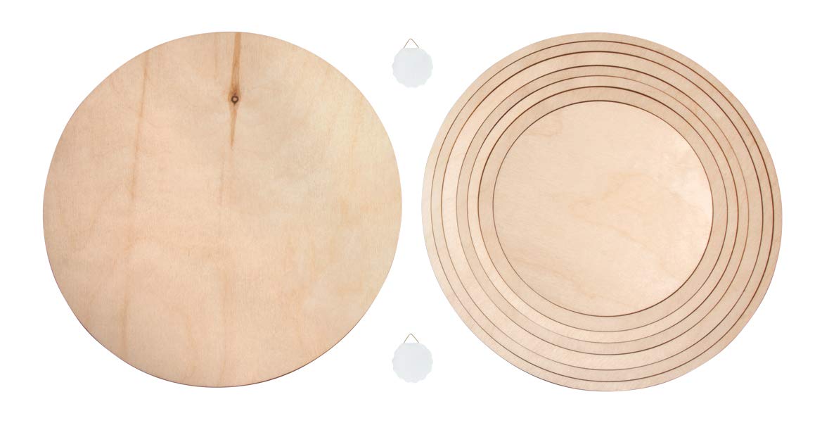 Rayher DIY Hanging Display with Six Round Wooden Frames and Two Round Boards, Round Wood Frames for Crafting, Home Decor, and Party Decorations, various sizes, natural wood, 62911505