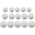15pcs Honeycomb Balls Decorations 4'' 6'' 8‘' Party Honeycomb Ball Flower Tissue Pom Poms Flower Balls Hanging Flower Balls for Party Baby Shower Birthday Wedding Nursery Decor(4'' 6'' 8'' White)