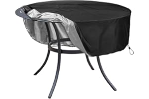 SELUGOVE Round Table Cover, Suitable for 64-Inch Diameter Patio Round Table, Black Thick Anti-Tearing Double Layer Oxford Cloth,with Handle Easy to Wear and Take Off