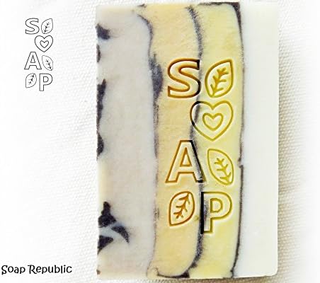 SoapRepublic 'SOAO with leaves' Acrylic Soap Stamp / Cookie Stamp / Clay Stamp (20mm thick)