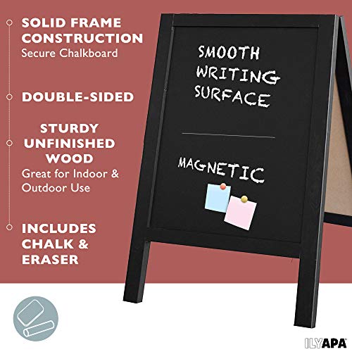 image for Ilyapa Wooden A-Frame Sign with Eraser & Chalk - Magnetic Sidewalk Cha