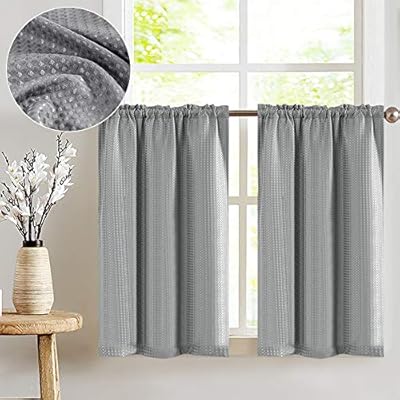 110cm Curtains Grey Jinchan Waffle Weave Half Window Curtains