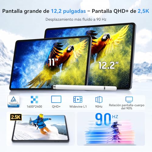 TABWEE Tablet 12 Inch with Keyboard and Pencil, 48GB+256GB, 10000mAh | Gaming Tablet, 1600 x 2400 FHD+, Widevine L1, 16 MP+8 MP, Gemini AI, Face ID, Tablet with Sim Card (4 Year Warranty)