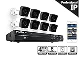 LaView 4-Megapixel (2688 x 1520) 8 Channel PoE 4K NVR Security Camera System - 8 Camera Security Camera System - 8 4MP Bullet IP Surveillance Cameras, 100ft Night Vision, Pre-Installed 4TB Hard Drive