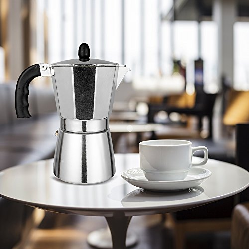 TopHomer Moka Pot 6 Cup Coffee Express Espresso Maker Stovetop Aluminium with Large Handle Perfect for Home and Office Use - Thumbnail 5