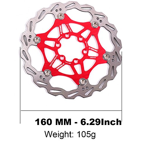 160mm Floating Disc Brake Rotor with 6 Bolts Stainless Steel Bicycle Rotors Fit for Road Bike, Mountain Bike, MTB, BMX (Stainless Steel, 1pcs)