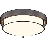 Cargifak 12 inch Flush Mount Ceiling Light, 2-Light Close to Ceiling Light Fixtures with Oil Rubbed Bronze Finish for Bathroo