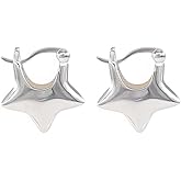 Quodaudes Silver Star Hoop Earring, Lightweight 925 Metal, Cute Star Design, Huggie Earrings for Women, Small Sleeper, Cartilage Jewelry Gifts