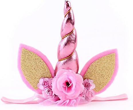 Unicorn Headband Unicorn Birthday Rose Flower Headband Unicorn Party Halloween Christmas Animal Ears ruiqi