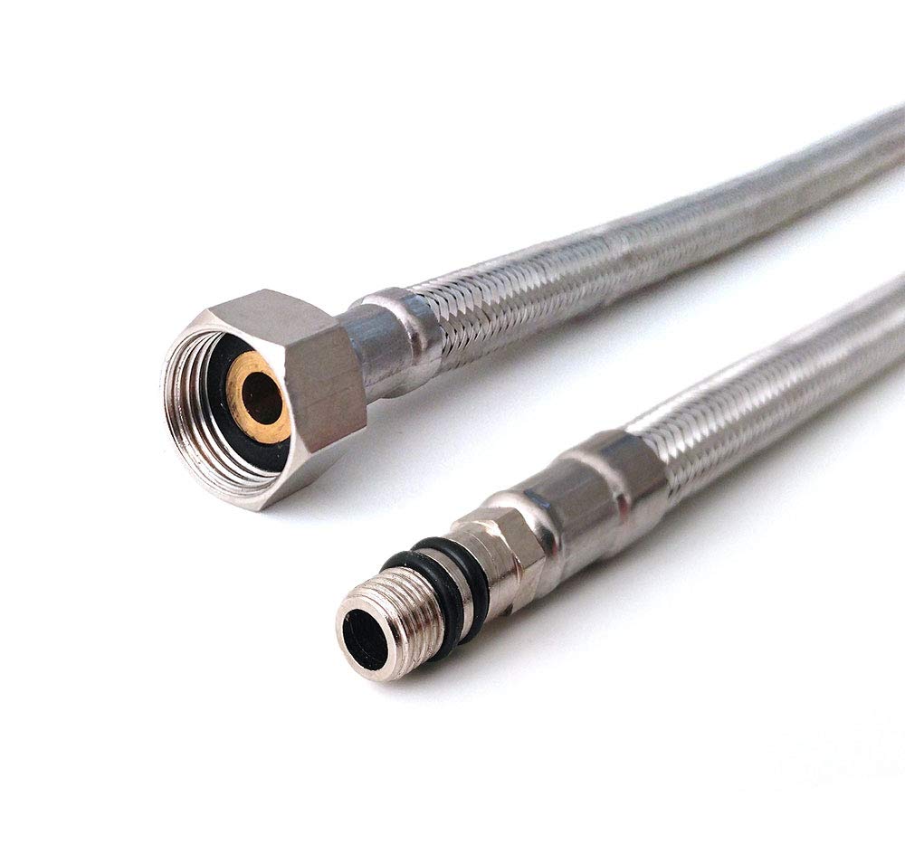 Xcel Home 2 x M10 (10mm) x 3/8 BSP Flexible Tap Connector (500mm) | Pair Braided Stainless Steel | Flexi Pipe Tails for Kitchen Sink & Bathroom Basin Monobloc Mixer DIY Replacement & Plumbing Solution