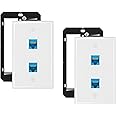 Iwillink 10Gbps Keystone Wall Plate 2 Port,2 Pack with 4 Pcs RJ45 Inline Coupler, Cat6a Ethernet Wall Jack Plate with Low Voltage Mounting Bracket - Ethernet Wall Plate Outlet