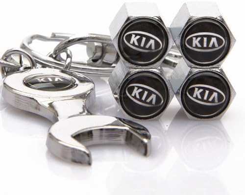 KIA Tire Valve Caps with Bonus Wrench Keychain