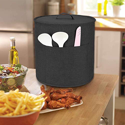 Luxja Dust Cover for 8 Quart Instant Pot, Cloth Cover with Pockets for Instant Pot (8 Quart) and Extra Accessories, Black (Large) - Thumbnail 7