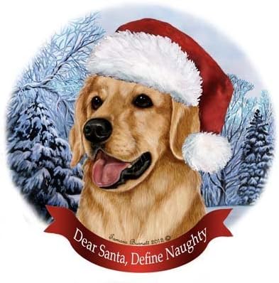 Pet Gifts USA Dog in Santa Hat Porcelain Hanging Howliday Ornament (Golden Retriever)