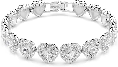 Ariana Grande x Armband, Rhodiniertes Damenarmband mit Kristallherzen in Klarem Pavé und Verschiedenen Schliffen, Armbandlänge: 16.8-21.8 cm, Armbandbreite: 1.9 cm