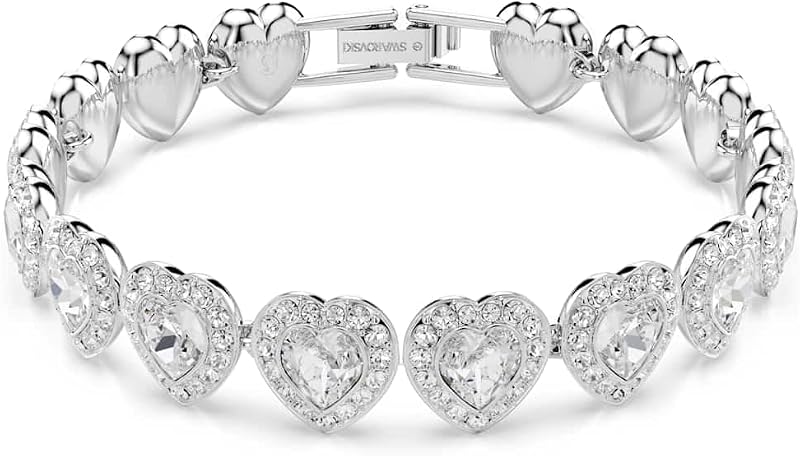 Ariana Grande x Armband, Rhodiniertes Damenarmband mit Kristallherzen in Klarem Pavé und Verschiedenen Schliffen, Armbandlänge: 16.8-21.8 cm, Armbandbreite: 1.9 cm