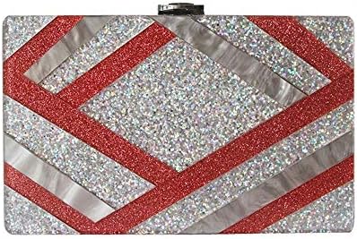 New Designer Acrylic Fashion Women Evening Bag Luxury Red Silver Sequin Striped Party Handbag Woman Casual Clutch