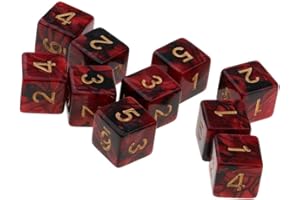 Yiotfandoll 10PCS Polyhedral Dice D6 Dice 16mm Acrylic 6 Sided Dice Double Colors Game Dice for RPG MTG DND Dice Table Games (Red Black)