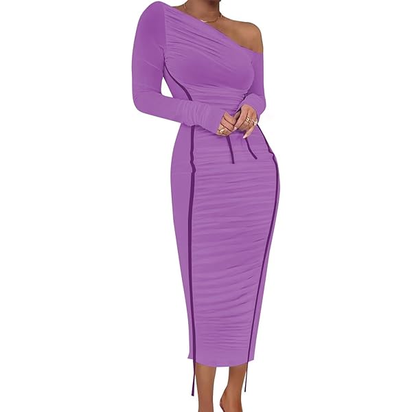Amazon.com: Women Sexy Mesh Maxi Dress Off Shoulder Long Sleeve Bodycon  Ruched y2k Club Party Concert Night Rave Outfits Black : Clothing, Shoes &  Jewelry