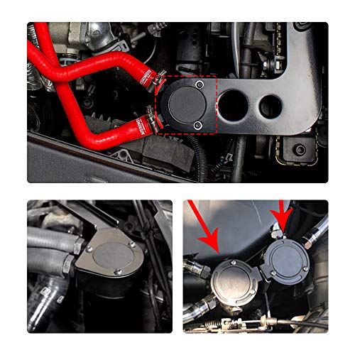 Sporacingrts Compact Baffled 2 Port Oil Catch Can Tank Universal Aluminum Air Oil Separator Black