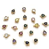 KitBeads 10pcs Cubic Zirconia Heart Connector Charms Real Gold Plated Heart Link Charms for Jewelry Making