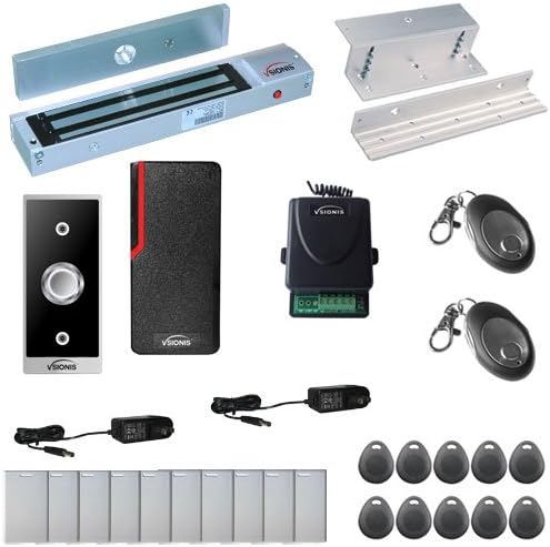 Vsionis FPC-5315 One Door Access Control Inswinging Door 600lbs Maglock with VIS-3001 Outdoor Weather Proof Reader Standalone no software 10000 Users Wireless Receiver Kit
