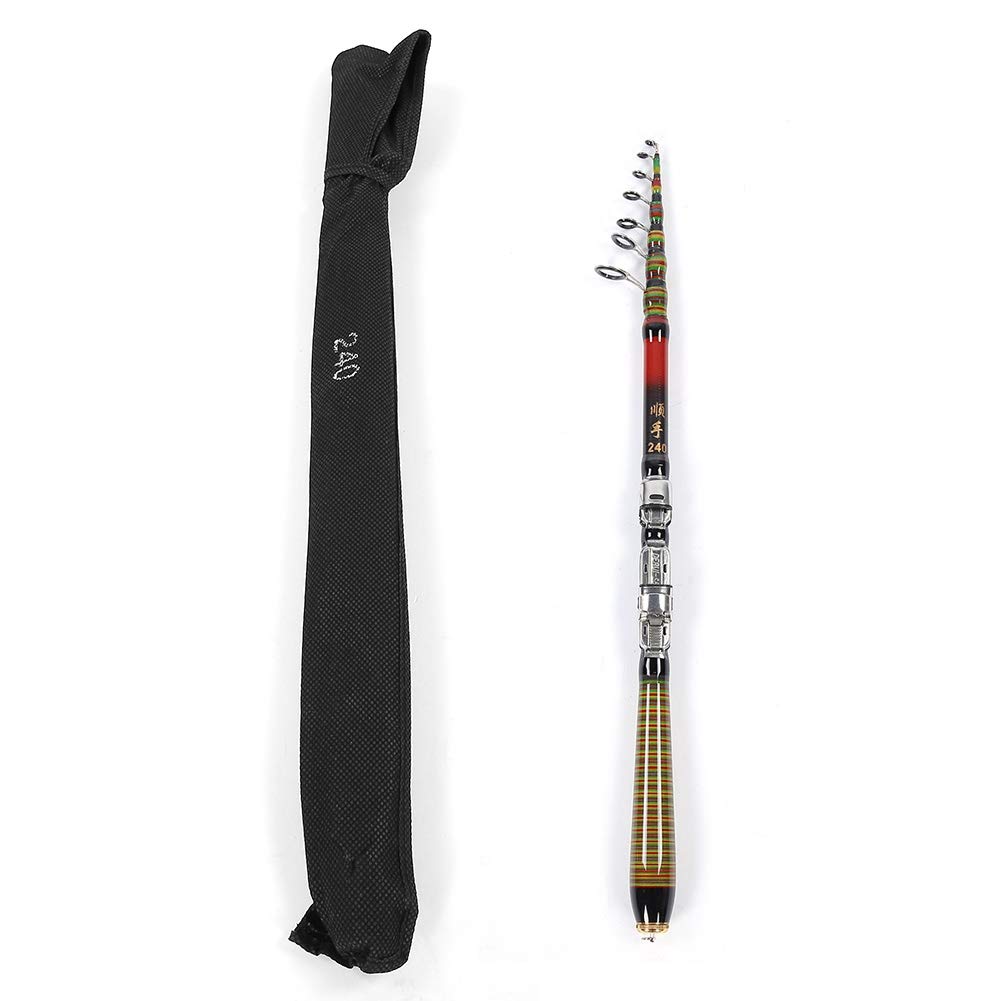 Qiter Fishing Rod, Fishing Rod Telescopic Carbon Sea Rod Portable Spinning Hand Fishing Accessories(240CM)