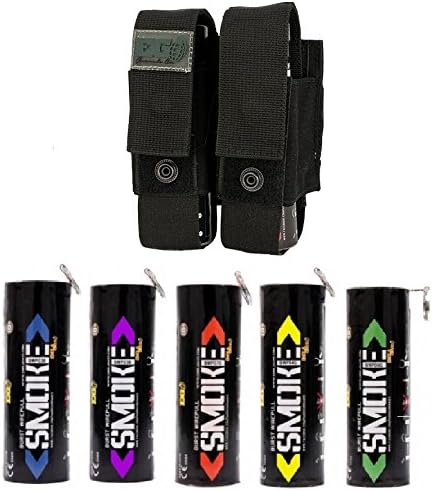Enola Gaye Deuce Pouch for Molle Combat Systems - WP40 &amp; BWP Grenade Carrier (Black - With FIVE BWP BURST Smokes - Assorted Colors)