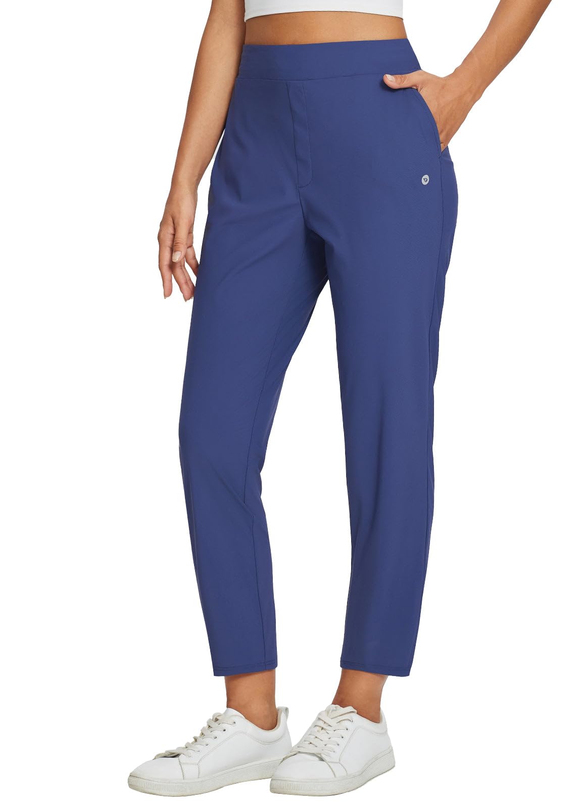 Photo 1 of baleaf Womens Travel Pants Lightweight Stretch with Zipper Pockets Petite Ankle Dressy Golf Work Business Casual Navy Blue M