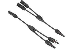 Eujgoov Solar Panel Y Branch Parallel Y Branch Solar Connectors, Black, 10 AWG/12 AWG, Plug and Socket, Copper, PPO, Y Branch