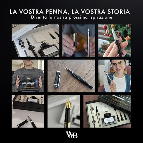 Wordsworth & Black Calligraphy Pen Gift Set, Includes Ink Bottle, 6 Ink Cartridges, Ink Refill Converter, 6 Replacement Tips, Premium Package [Black Gold]