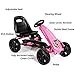 Costzon Pedal Go Kart, Pedal Powered Kids Ride on Car Toy, Children's 4 Wheels Riding Car Crazy Cart w/ Adjustable Seat, Foot Pedal, for Boys & Girls Age 3 to 8 Years Old, Indoor & Outdoor (Pink)