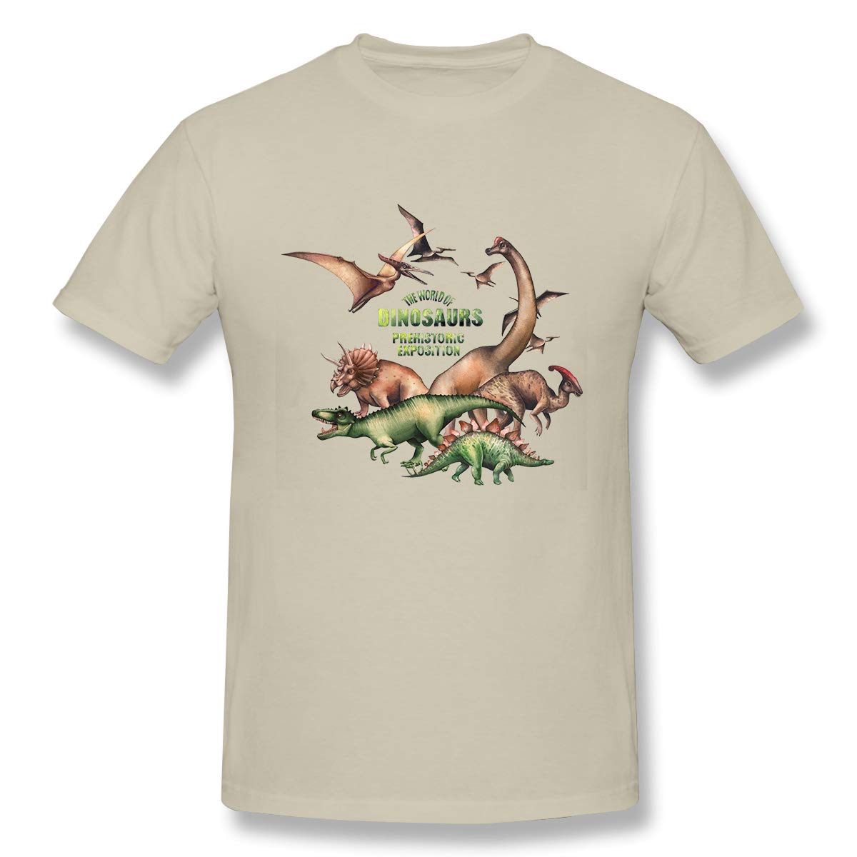 S Adult Short Sleeve T Shirt Group Realistic Dinosaurs Hand Painted