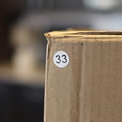 White with Black Number 33 Circle Dot Stickers, 3/4