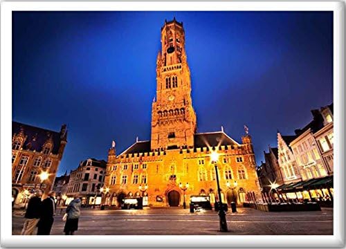 S8keMedia Belfry and Halle Bruges Belgium Landmarks Jumbo Fridge Magnet 90mm x 60mm