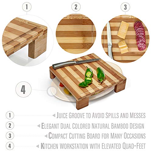 Prosumer's Choice Bamboo Cutting Board and Single Burner Stovetop Cover Cheese Platter - Thumbnail 2