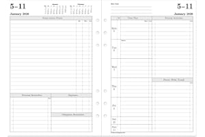 Filofax Calendar Diary Refill, A5 Size, Week-to-View with Appointments, Time Management, White Paper, Ruled, English, 2026 (C