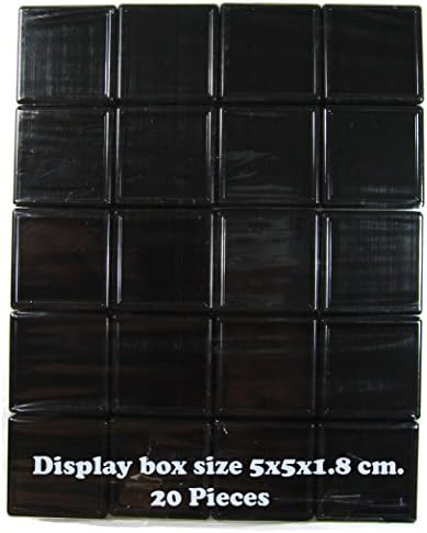 Pack of 20 Pcs. 5x5 cm (1.96x1.96 Inch) Black Top Glass Display Box Gemstone Diamond CZ Stone Coin Jar