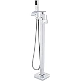 Senlesen Bathroom Chrome Freestanding Tub Faucet Floor Mounted Bathtub Shower Faucet with Handheld Sprayer
