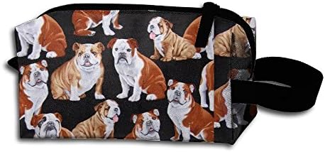 Pet Dog English Bulldog Allover Black Storage Cosmetic Bag Portable Travel Makeup Bag Packing Pouches