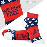 Inspirational Athletic Running Socks | Women's Woven Low Cut | We Run Free | Red/White/Blue