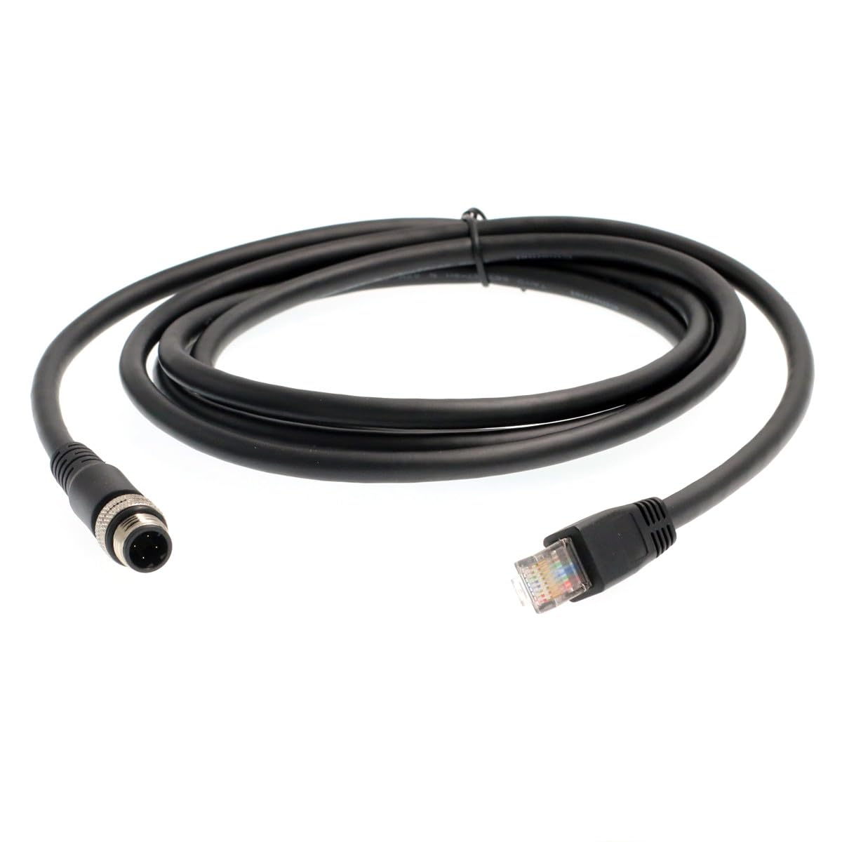 Photo 1 of HangTon Ethernet Cable M12 D-Code 4 Pin to RJ45 Cat6, Shielded Waterproof Flexible Network Cable for Fieldbus PLC Vison Sensor 1m