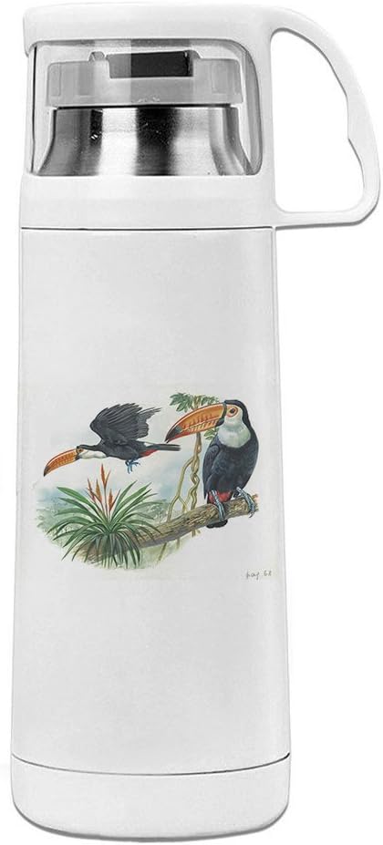 iMissY Wild Animals Shrike Bird Stainless Steel Vacuum Travel Mug With Handle Cup White Water Bottle (350ml)