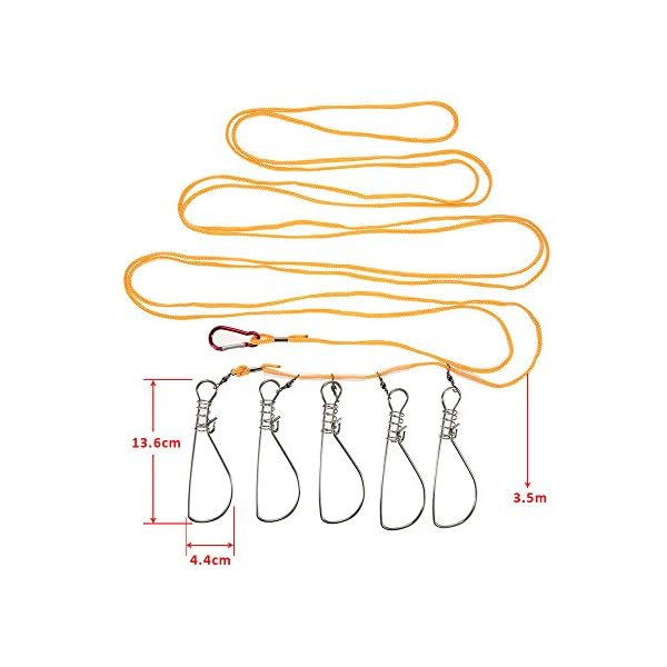 Lixada-5-Snaps-Stainless-Steel-Fish-Stringer-Rope-Lanyard-Fish-Lock-Fishing-Accessories-Tackle-Tool